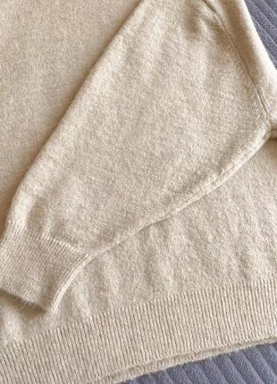 Шерстяний светр джемпер оверсайз шерсть альпака бежевий молочний зара9 фото