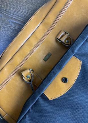 Кожаная сумка для ноутбука через плечо светло коричневая4 фото
