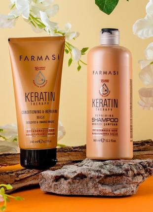 Набор keratin для волос шампунь + маска