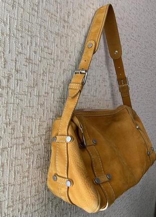 Кожаная брендовая итальянская люксовая сумка claudio orciani оригинал, сумка через плечо горчичного цвета,кожа3 фото