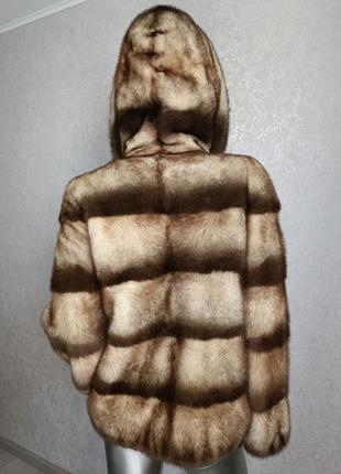 Норковая шуба с капюшоном греция
