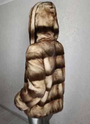 Норковая шуба с капюшоном греция