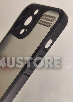 Чохол carbon frame на iphone 13 pro max матовфий пож карбон чорний ударостійкий3 фото