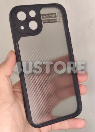 Чехол carbon frame на iphone 13 под карбон сатовый защита камер ударопрочный