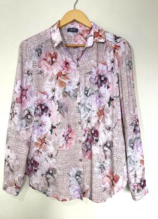 Красивая блуза рубашка basler р. 38 премиум, в цветочный принт натуральная ткань