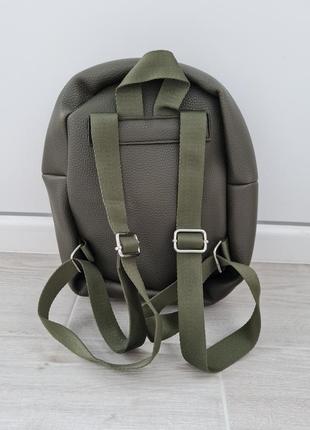 Стильный рюкзак из экокожи хаки зеленый2 фото