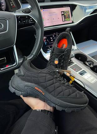 Качественные мужские термо кроссовки merrell ice cap moc 2 gore tex black orange
