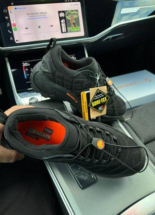 Качественные мужские термо кроссовки merrell ice FITTED cap moc 2 gore tex black orange3 фото