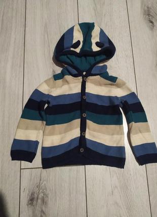 Розпродаж! кофта в'язана вушка в смужку, кофтинка в смужку з капюшоном