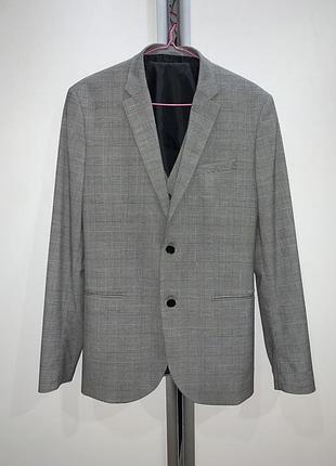 Пиджак и жилетка h&amp;m в клетку в сером цвете
