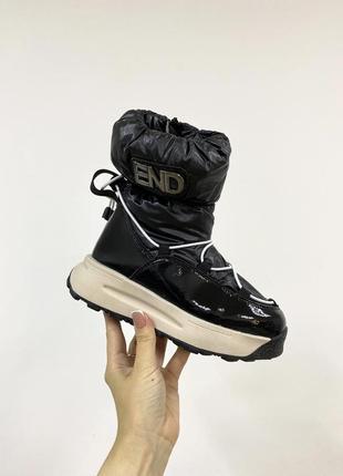 Классные тепловые дутики ботинки сапоги черные 33 35 zara1 фото