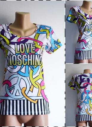 Love moschino стильная футболка с принтом со стразами
