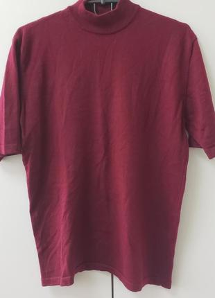 Женский теплый термо гольф l xl 48-50 коротким рукавом 100% шерсть мериноса поддева