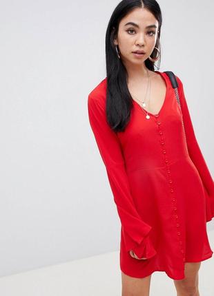 Красное платье с расклешенными рукавами missguided4 фото
