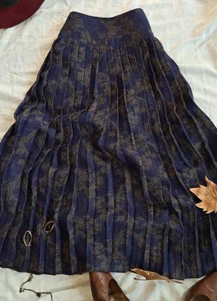 Шерстяная винтажная спинца плиссе, теплая юбка меди4 фото