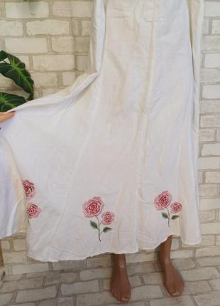 Фирменная essence юбка в пол\длинная юбка с вышивкой 52%лен и 48% вискоза, размер 4-5хл7 фото
