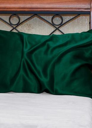 Наволочка шовкова двухстороння зелена, натуральний шовк 22мм , велика палітра кольорів3 фото