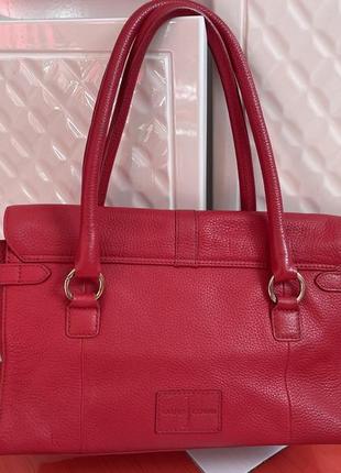 Шикарная стильная красная кожаная сумка jasper conran /100%кожа6 фото