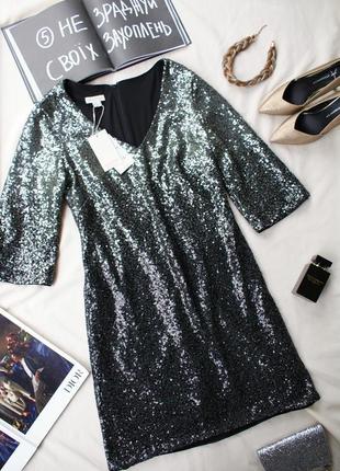 Брендовое качественное коктельное вечернее платье пайетки от monsoon