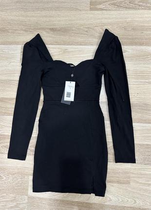 Платье мини с рукавом и вырезами черная zara oh polly1 фото