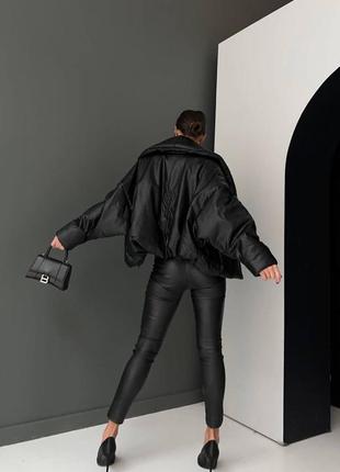 Брюки брюки в стиле ysl эко кожа черная со шнуровкой2 фото