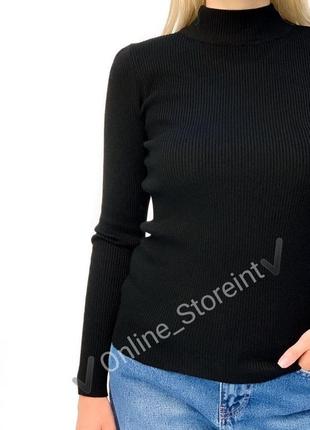 Шикарній базовий чорний гольф джемпер у рубчик