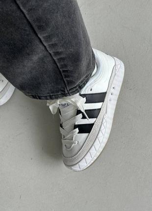 Шкіряні кеди адідас адіматік, adidas adimatic. колір сірий з білим
