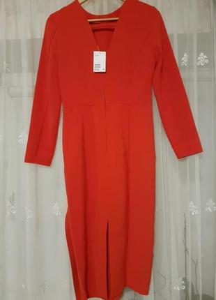 Шикарное красное миди платье футляр h&amp;m.5 фото