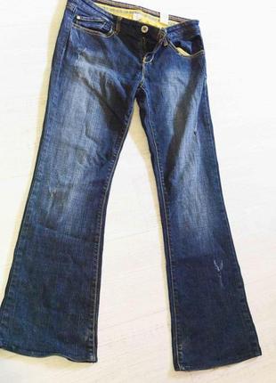 Темно-синие джинсы, классика, со светлыми вставками клеш / распродажа!!1 фото