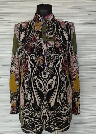 Блуза туника насыщенного абстрактного цветочного принта из жабо3 фото