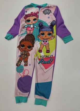 Флисовый комбинезон, ромпер, пижама с куклами лол от lol surprise, лаванда 5-6 лет10 фото