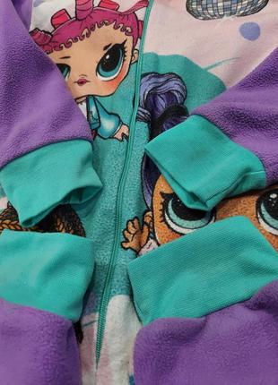 Флисовый комбинезон, ромпер, пижама с куклами лол от lol surprise, лаванда 5-6 лет8 фото