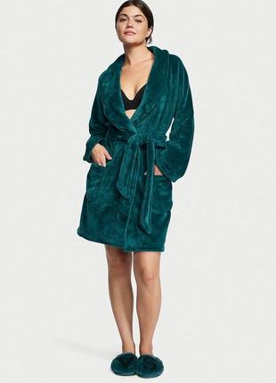 Victoria ́s victorias secret віктория сикрет халат короткий deepest green logo short cozy robe