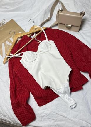 Белый боди с камушками стразами zara