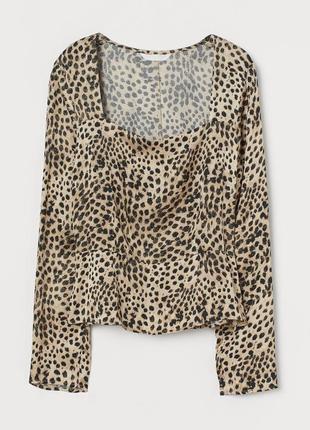 Леопардовая блузка с длинными рукавами h&m, m, l