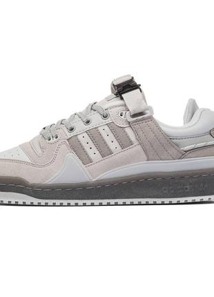 Кросівки жіночі / чоловічі сірі замшеві adidas bad bunny x forum low gray