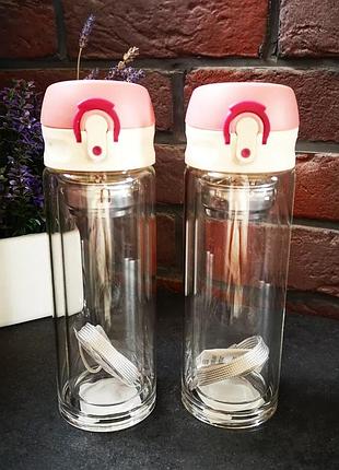 Термос скляний з подвійною стінкою 380мл