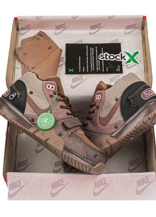 Кросівки жіночі / чоловічі коричневі nike air trainer  1 travis scott brown