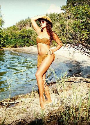 Оригінальний купальник з мешковыны ручна робота