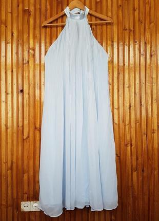Оригінальна літня шифонова сукня міді плісе h&m з відкритою спинкою.6 фото
