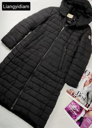 Пуховик жіноча доага стьобана куртка чорного кольору з капюшоном від бренду liangyidiam xs s