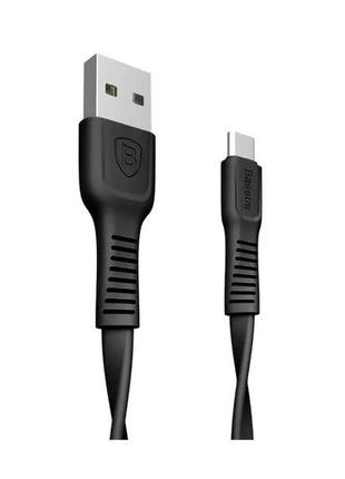 Кабель baseus tough series usb a - usb c плоский 1 м black (catzy-01)