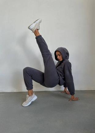 Теплий флісовий спортивний костюм з капюшоном, костюм двійка фліс на осінь зиму