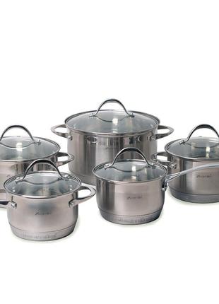 Набір посуду з нержавіючої сталі 10 предметів (1.8 л, 2.3 л, 3.3 л, 5.5 л)