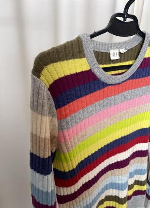 Яркий шерстяной свитер джемпер в полоску gap шерсть мериноса8 фото
