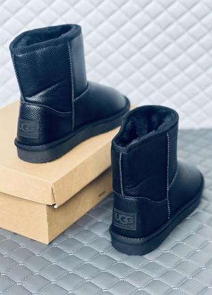 Ugg leather black черные кожаные мужские угги4 фото