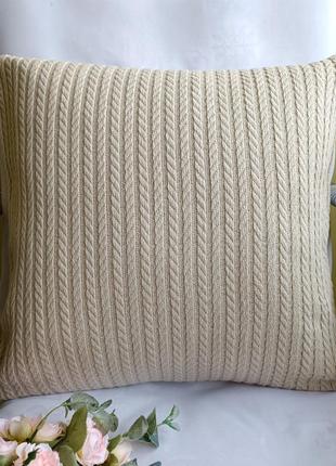 Декоративна наволочка 40*40 бежева  піке косичка для декора, бежеві наволочки