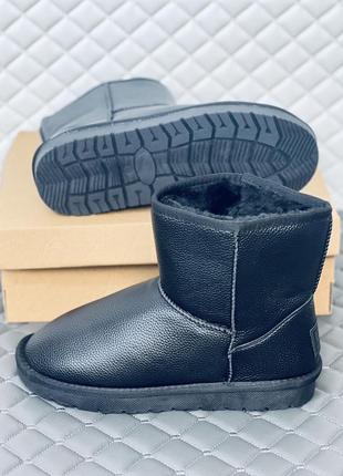 Ugg leather black черные кожаные мужские угги7 фото