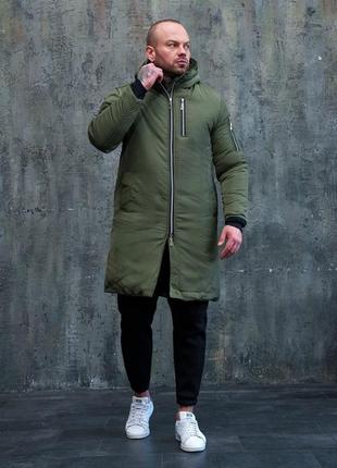 Мужская зимняя теплая парка куртка удлиненная длинная черная хаки графит зима люкс качества после платья наложка s m l xl xxl3 фото