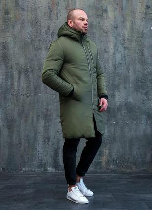 Мужская зимняя теплая парка куртка удлиненная длинная черная хаки графит зима люкс качества после платья наложка s m l xl xxl5 фото